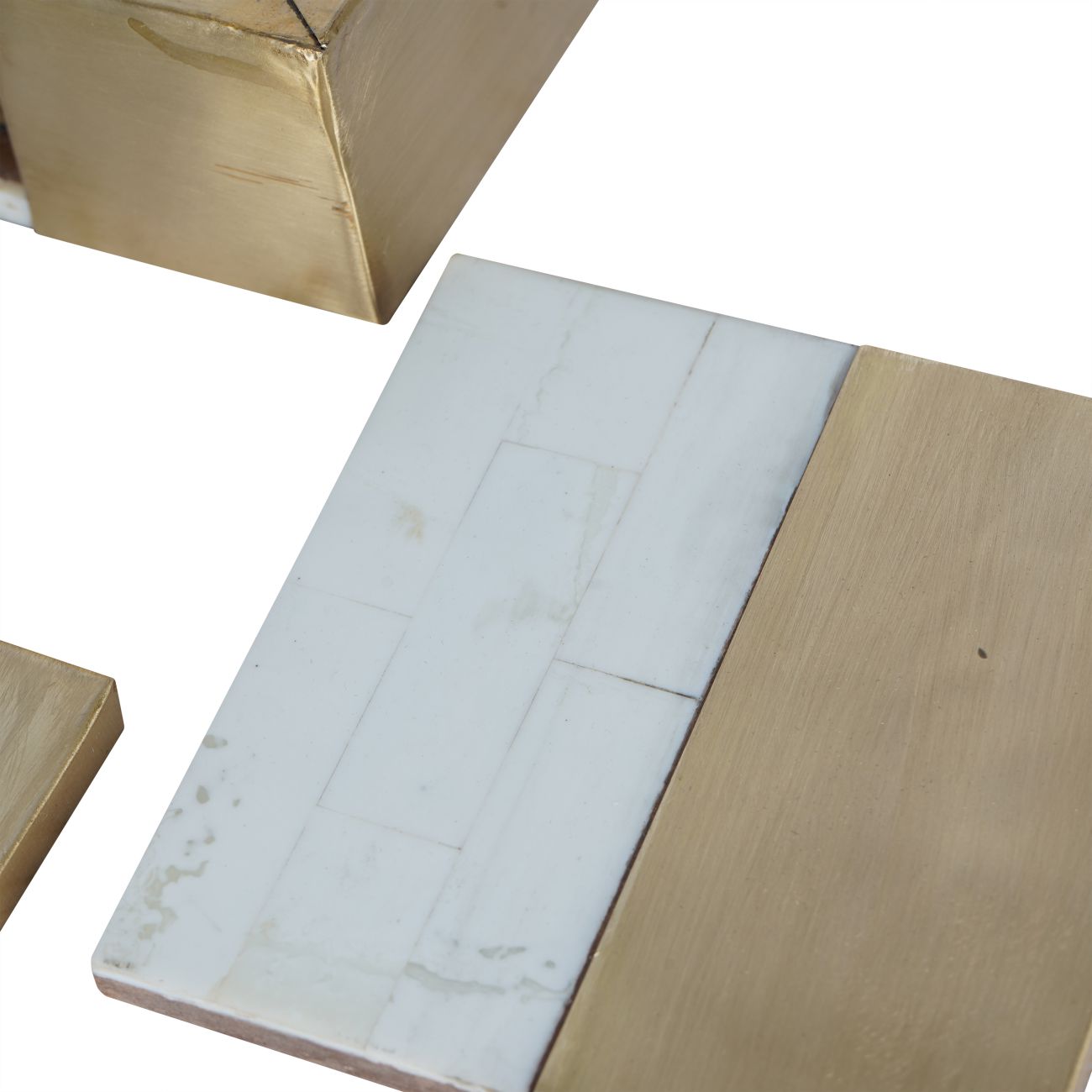 Set of 4 Two Tone Gold & White Coasters
